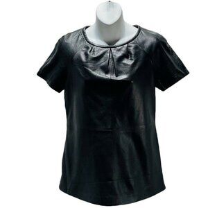 Banana Republic Black Leather Short Sleeve Top Womens Size XS